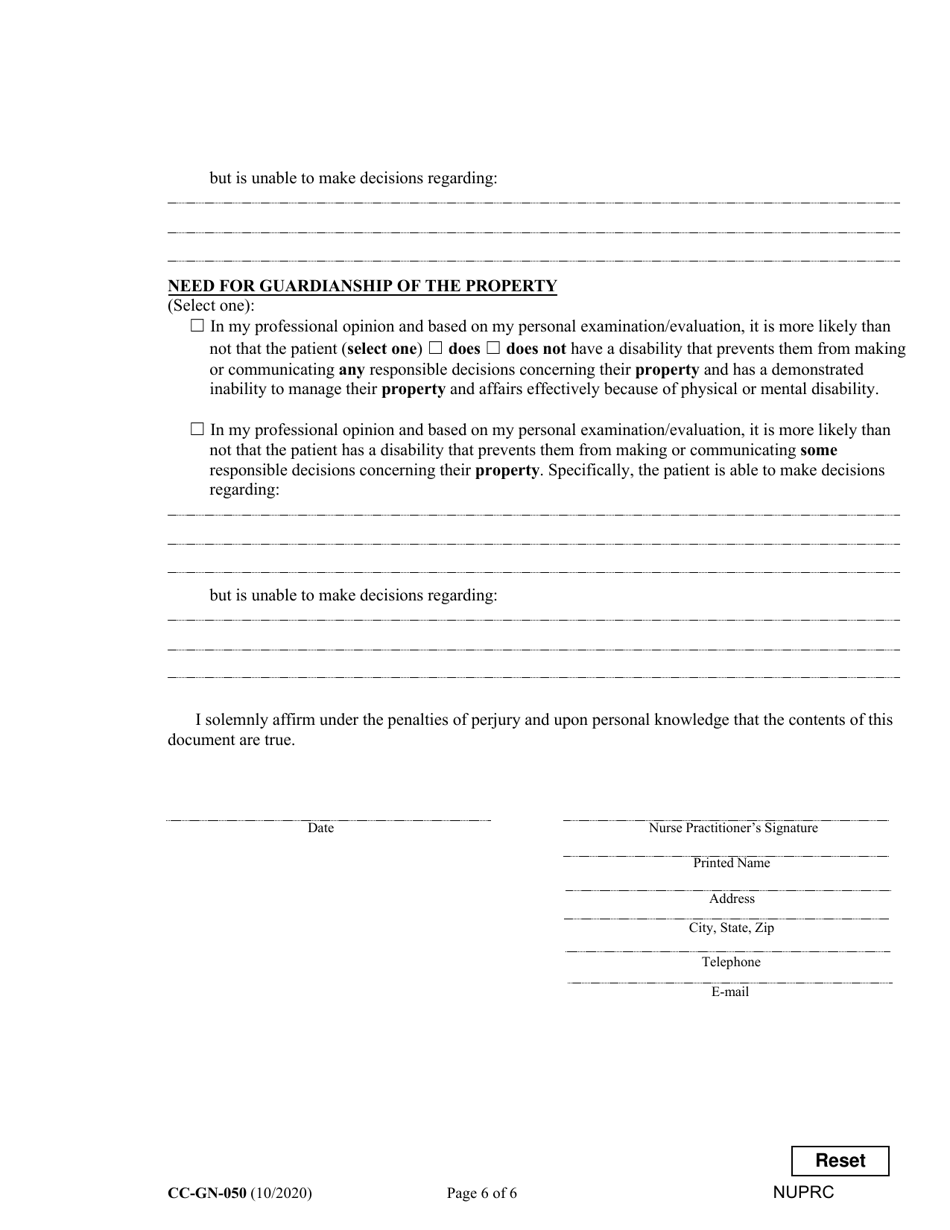 Form CC-GN-050 Nurse Practitioners Certificate - Maryland, Page 6