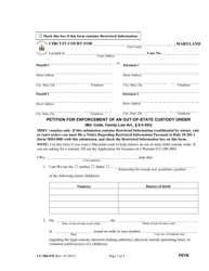 Document preview: Form CC-DR-078 Petition for Enforcement of an Out-of-State Custody Order - Maryland