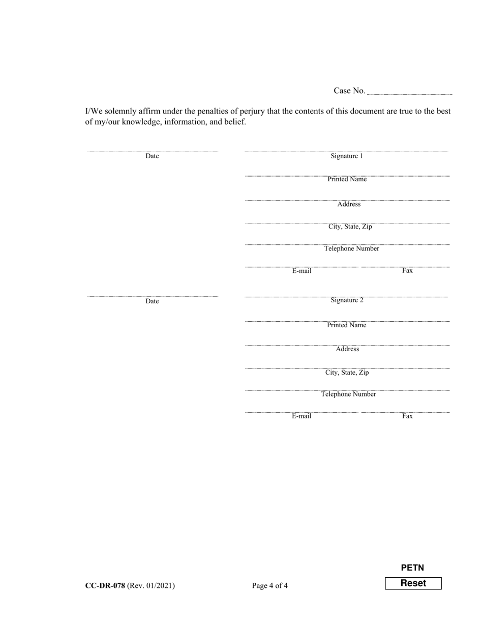 Form CC-DR-078 Petition for Enforcement of an Out-of-State Custody Order - Maryland, Page 4