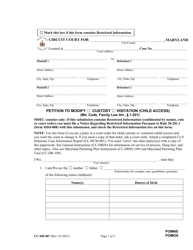 Form CC-DR-007 Petition to Modify Custody/Visitation (Child Access) - Maryland
