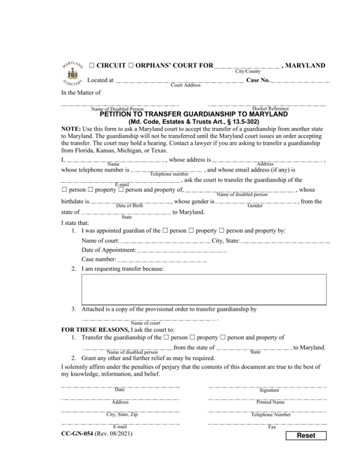 Form CC-GN-054  Printable Pdf