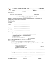 Form CC-GN-049 Pre-hearing Statement (Guardianship) - Maryland