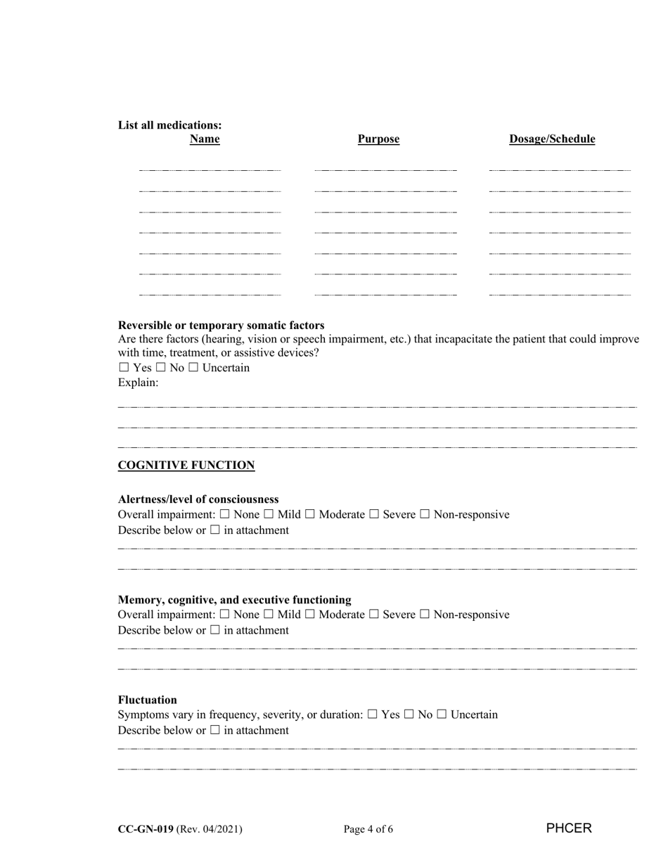 Form CC-GN-019 Physicians Certificate - Maryland, Page 4