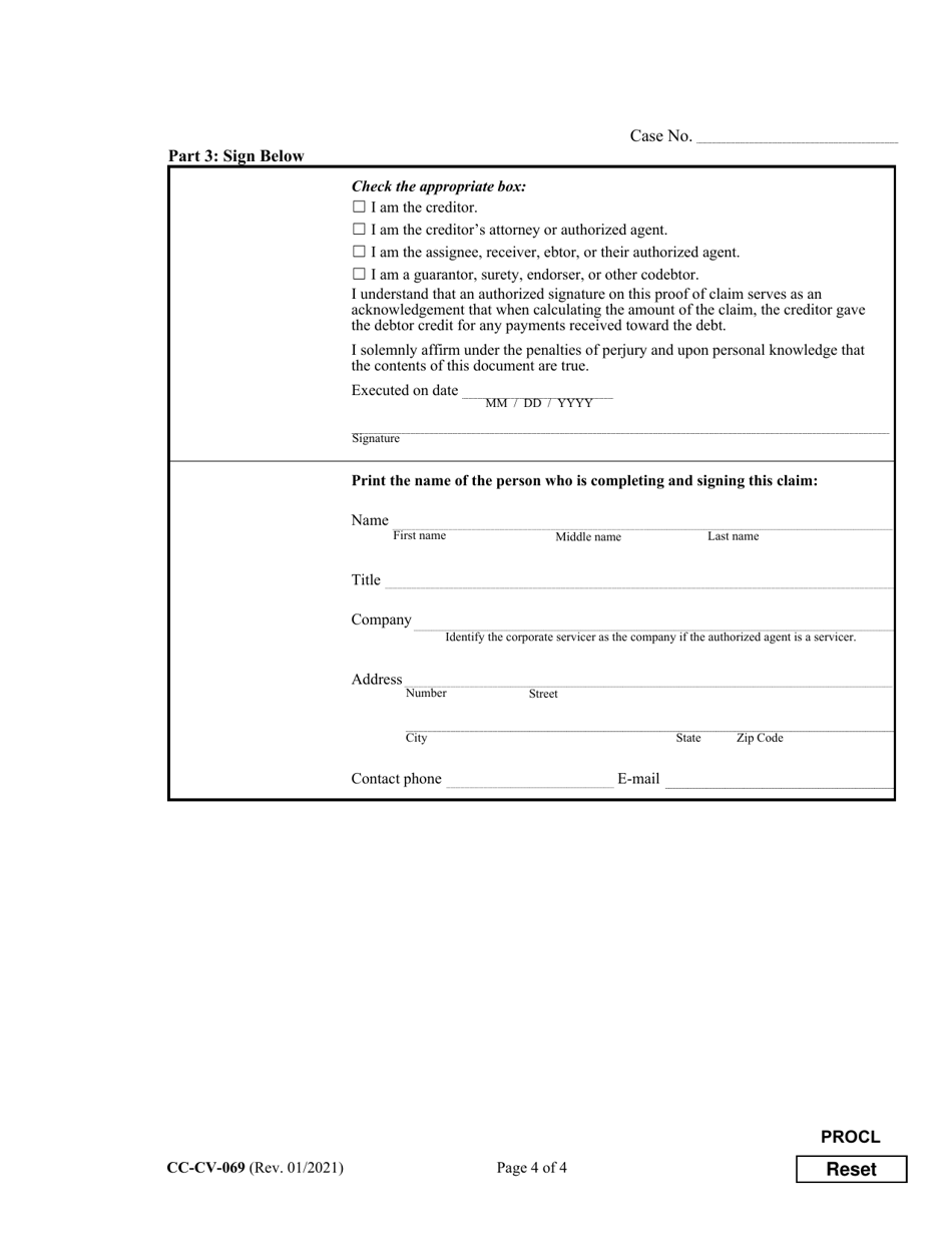 Form CC-CV-069 Proof of Claim - Maryland, Page 4