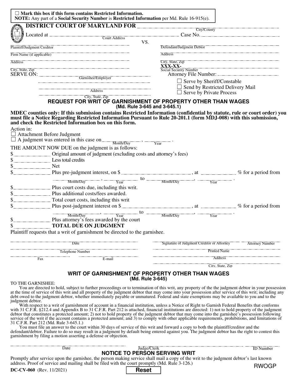 Form DCCV060 Fill Out, Sign Online and Download Fillable PDF
