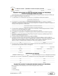 Form CC-DC-CR-151 &quot;Request for Access to Shielded Second Chance Act Record(S)&quot; - Maryland