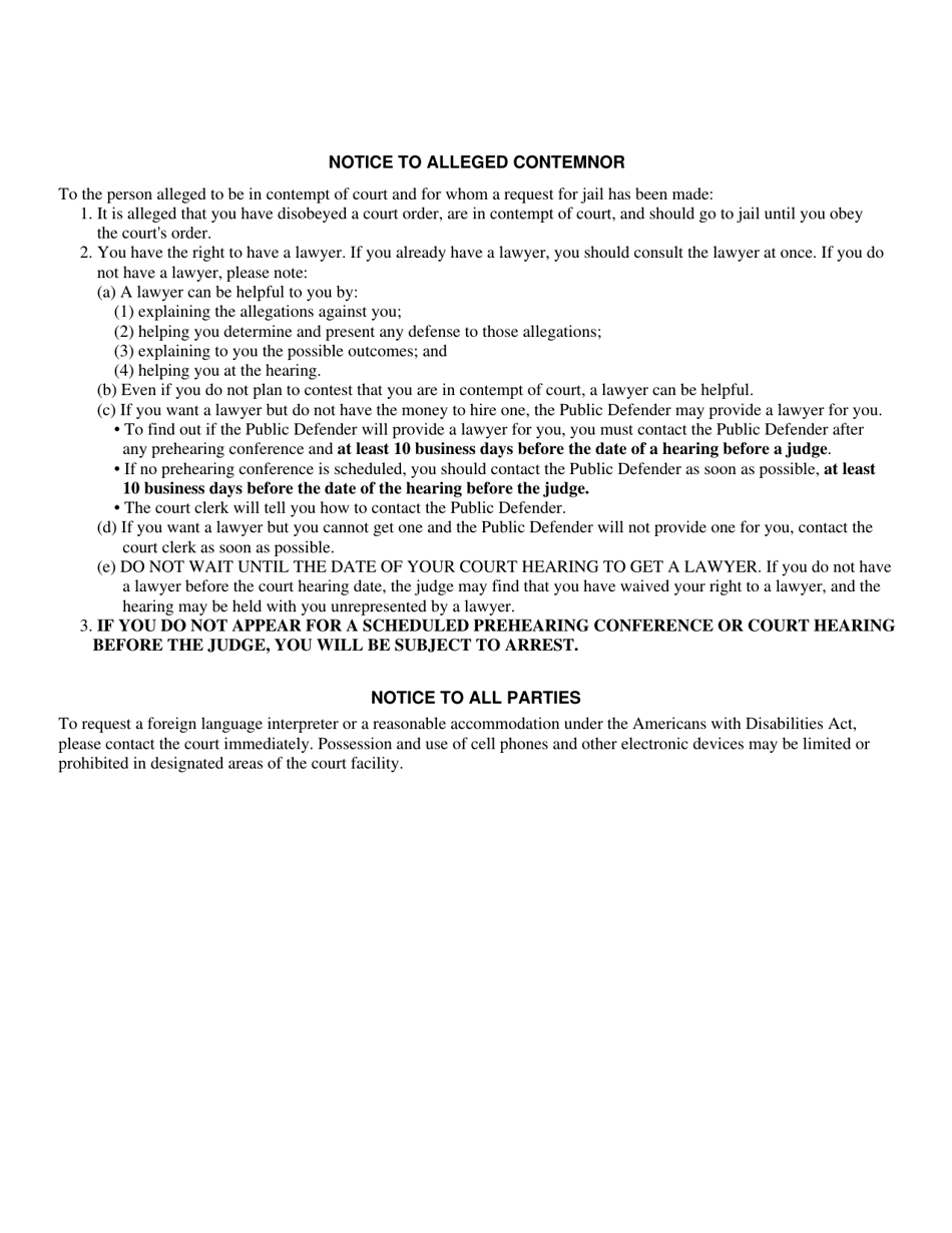 Form DC-CV-033 Request for Show Cause Order for Contempt - Maryland, Page 2
