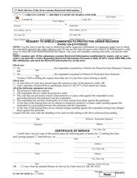 Document preview: Form CC-DC-DV-021B Request to Shield Consented-To Protective Order Records - Maryland