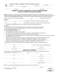 Document preview: Form CC-DC-PO-016B Request to Shield Consented to Peace Order Records - Maryland