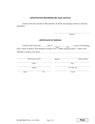 Form CC-DC-CR-157 State&#039;s Notice of Intent to Seek Mandatory Sentence - Maryland, Page 2