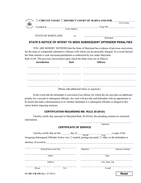 Form CC-DC-CR-155  Printable Pdf