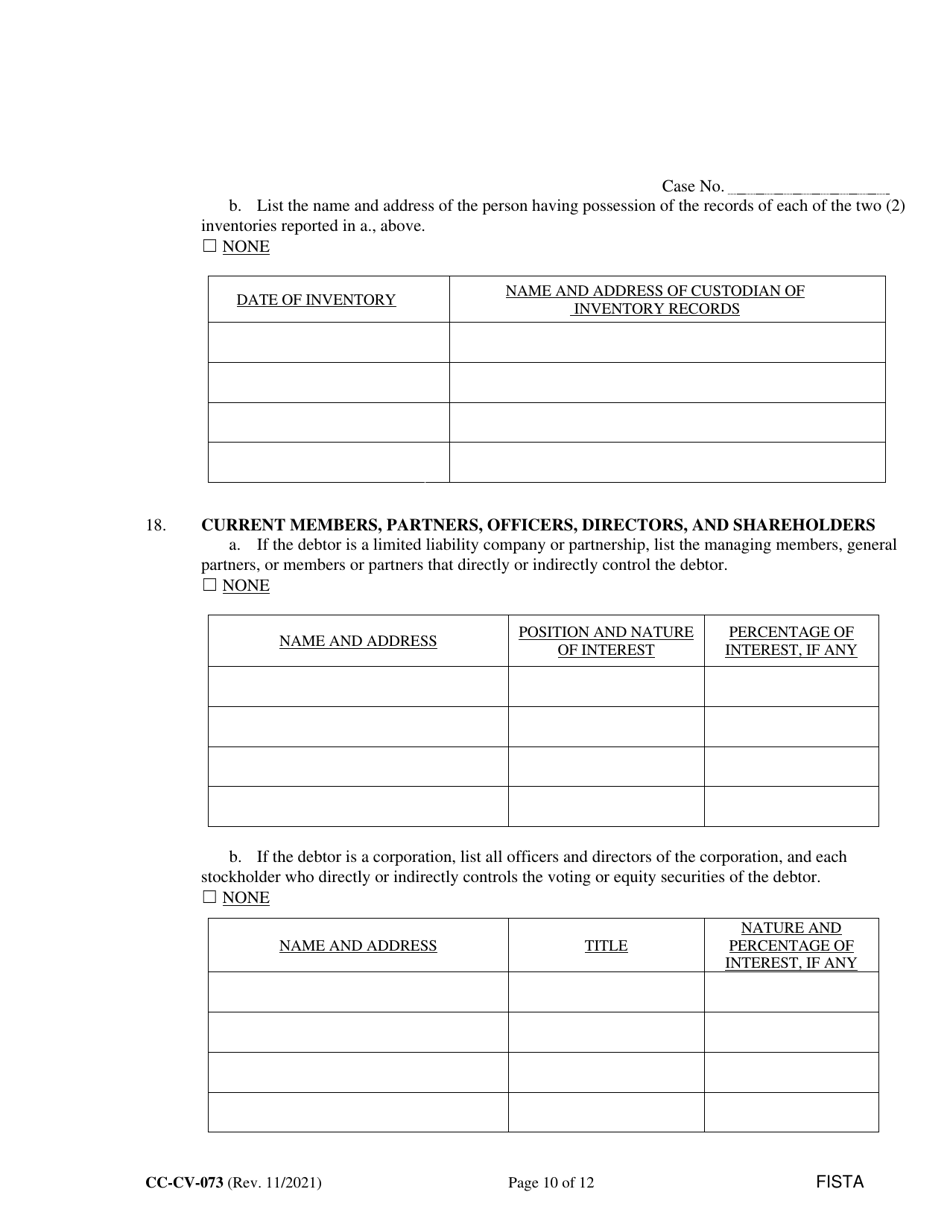 Form CC-CV-073 Statement of Financial Affairs - Maryland, Page 10