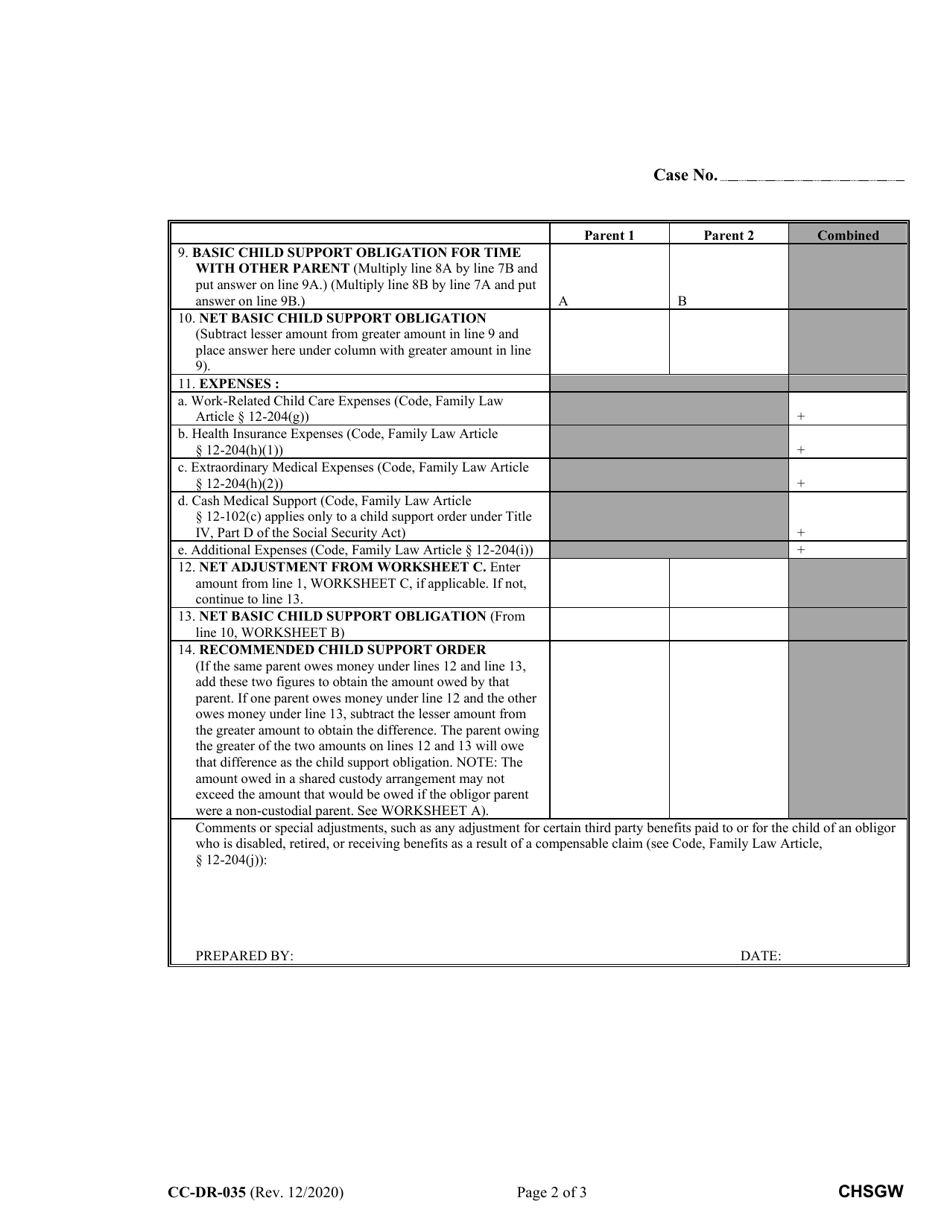 Form CC-DR-035 Worksheet B - Fill Out, Sign Online and Download ...