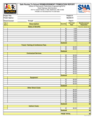 Document preview: Form 3 Safe Routes to School Reimbursement Itemization Report - Maryland