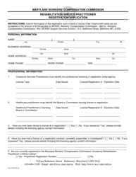 WCC Form VR-8 Rehabilitation Service Practitioner Registration Application - Maryland, Page 2