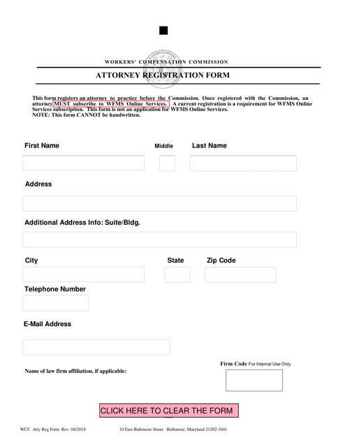 Attorney Registration Form - Maryland Download Pdf
