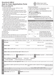 Mail-In Voter Registration Form - Massachusetts