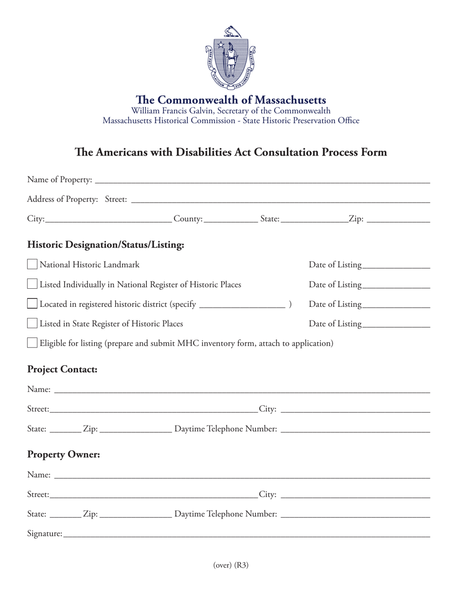 The Americans With Disabilities Act Consultation Process Form - Massachusetts, Page 1