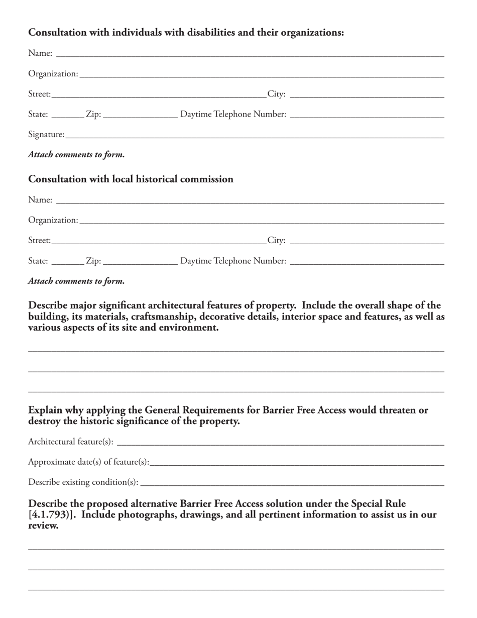 The Americans With Disabilities Act Consultation Process Form - Massachusetts, Page 2