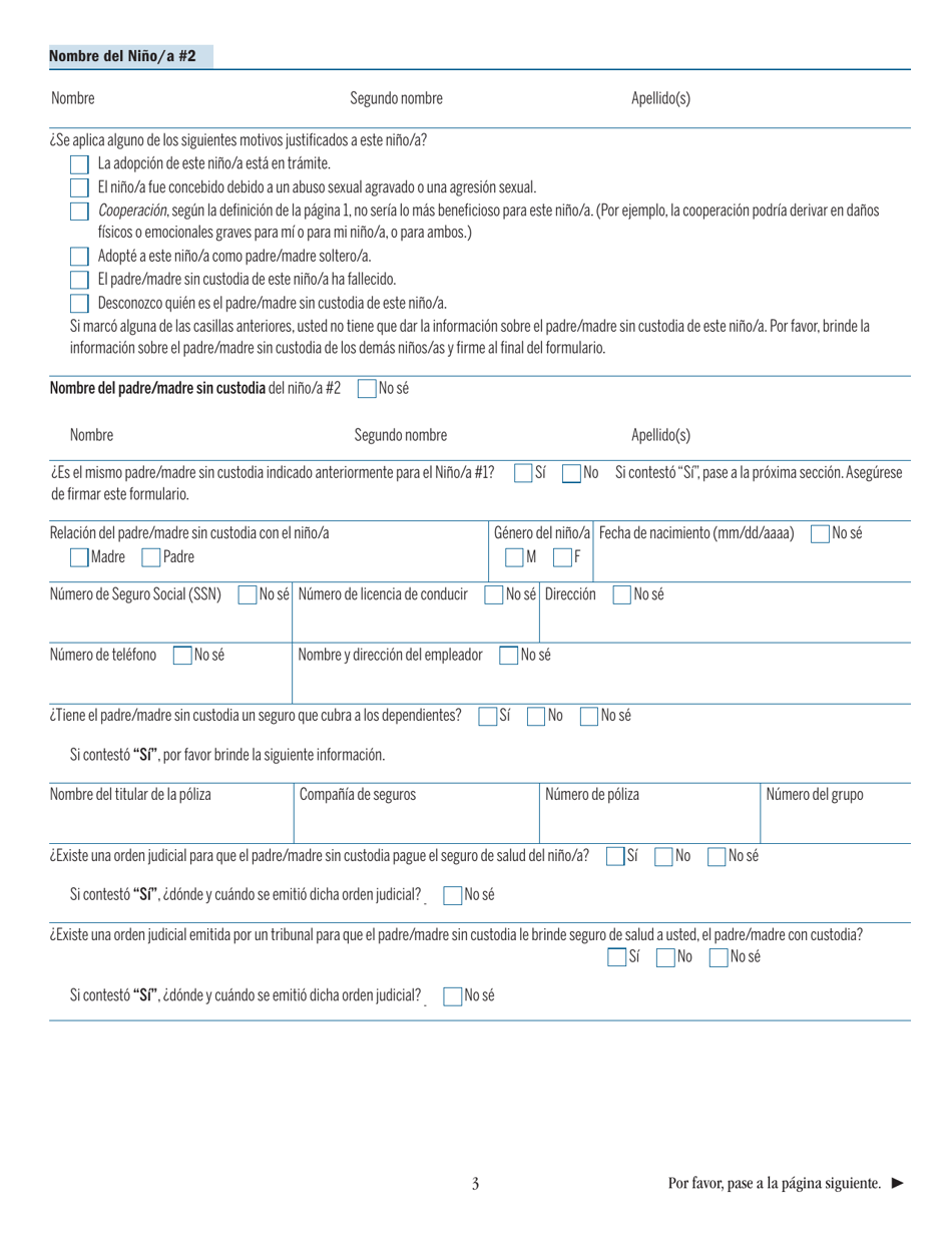 Formulario NCP-1 Formulario De Padre O Madre Sin Custodia - Massachusetts (Spanish), Page 3