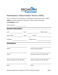 Manifestation Determination Review (Mdr) - Michigan