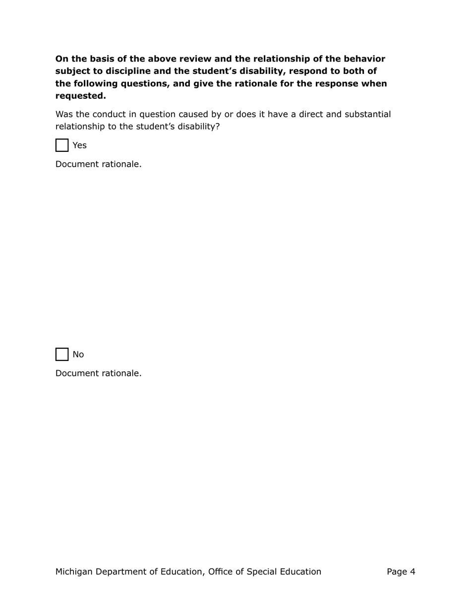 Manifestation Determination Review (Mdr) - Michigan, Page 4