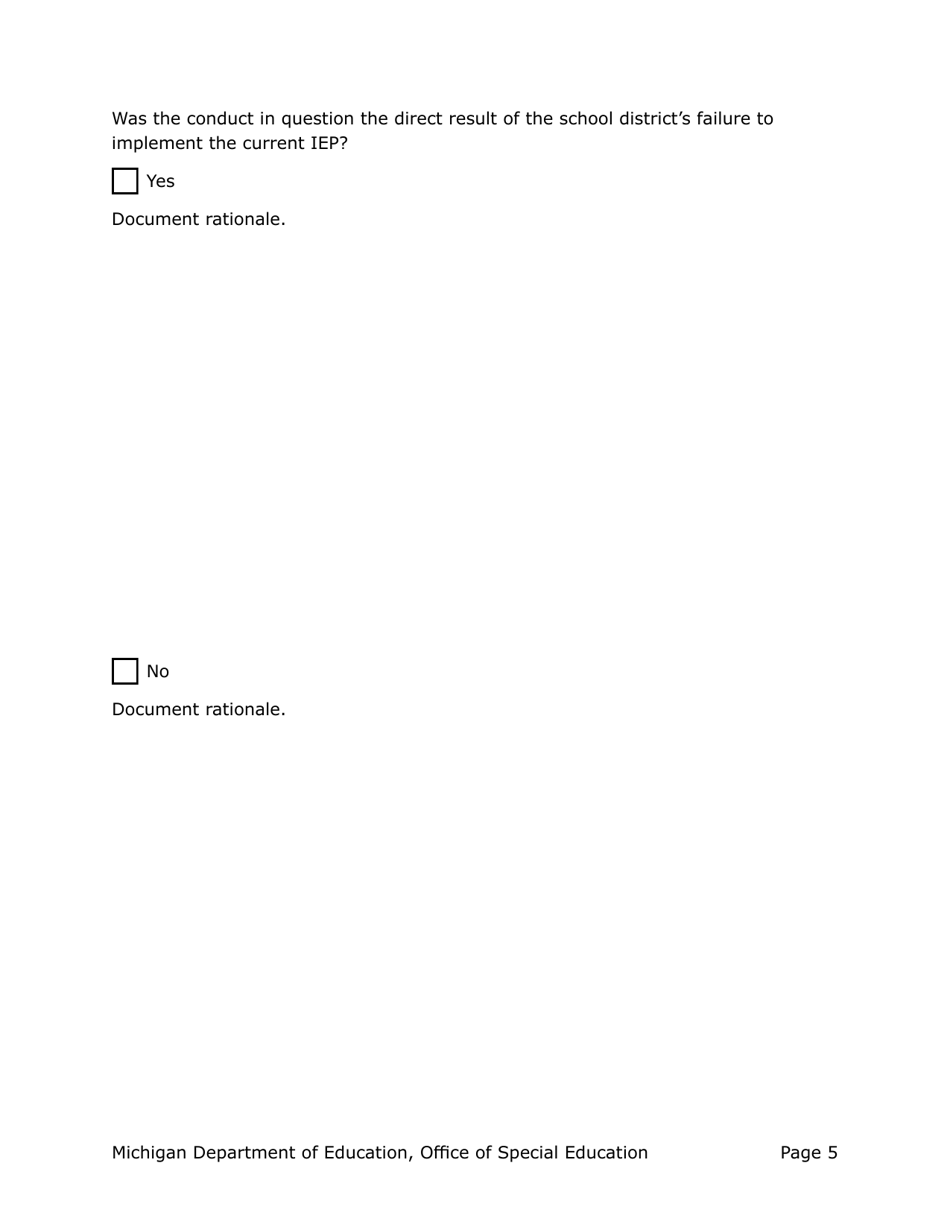 Manifestation Determination Review (Mdr) - Michigan, Page 5