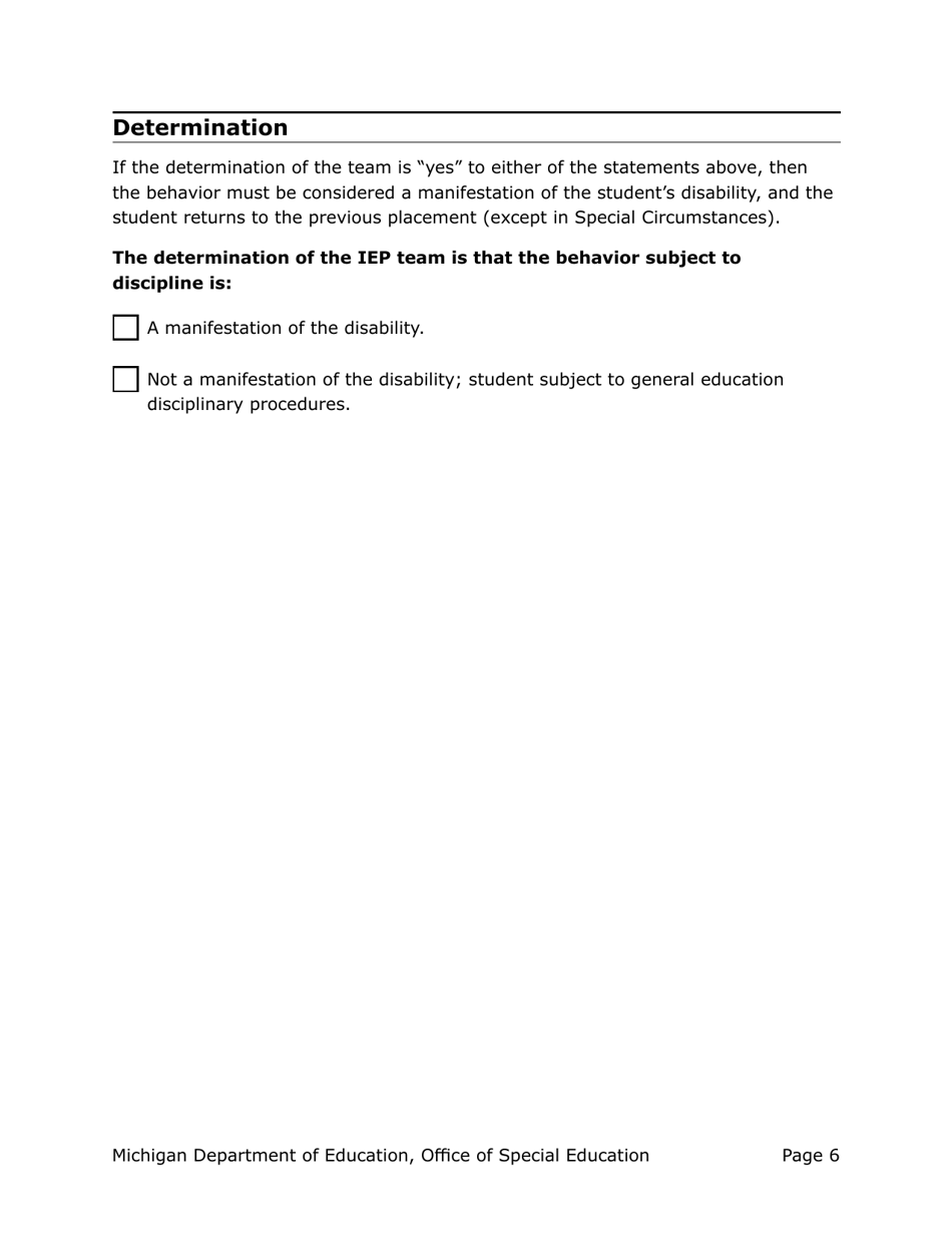 Manifestation Determination Review (Mdr) - Michigan, Page 6