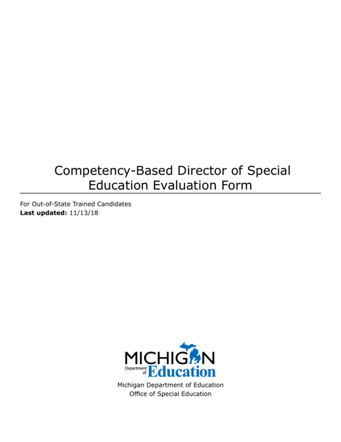Competency-Based Director of Special Education Evaluation Form - Michigan
