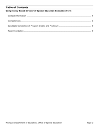 Competency-Based Director of Special Education Evaluation Form - Michigan, Page 2