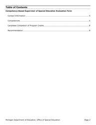 Competency-Based Supervisor of Special Education Evaluation Form - Michigan, Page 2