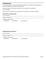 Competency-Based Supervisor of Special Education Evaluation Form - Michigan, Page 5