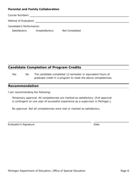 Competency-Based Supervisor of Special Education Evaluation Form - Michigan, Page 8