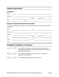 Standards-Based School Social Worker Evaluation Form - Michigan, Page 4
