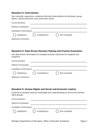 Standards-Based School Social Worker Evaluation Form - Michigan, Page 6