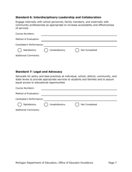 Standards-Based School Social Worker Evaluation Form - Michigan, Page 7