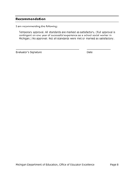 Standards-Based School Social Worker Evaluation Form - Michigan, Page 8
