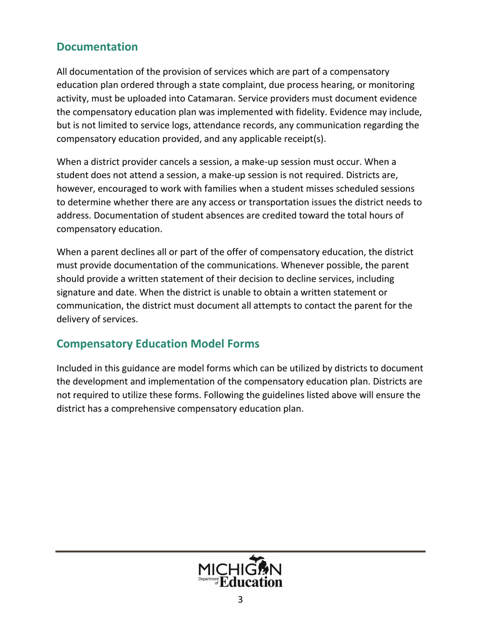 Model Compensatory Education Plan - Michigan, Page 3