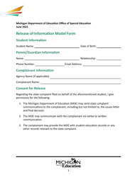 Release of Information Model Form - Michigan