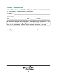 Release of Information Model Form - Michigan, Page 2