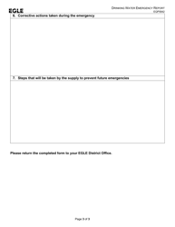 Form EQP5842 Drinking Water Emergency Report - Michigan, Page 3