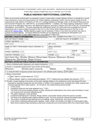 Form EQP4506 Public Highway Institutional Control - Michigan