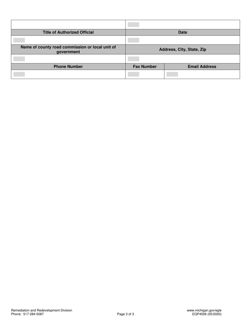 Form EQP4506 Public Highway Institutional Control - Michigan, Page 3