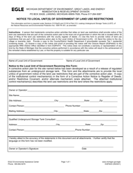 Form EQP4023 &quot;Notice to Local Unit(S) of Government of Land Use Restrictions&quot; - Michigan