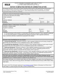 Form EQP4003 &quot;Notice to Impacted Parties of Corrective Action&quot; - Michigan