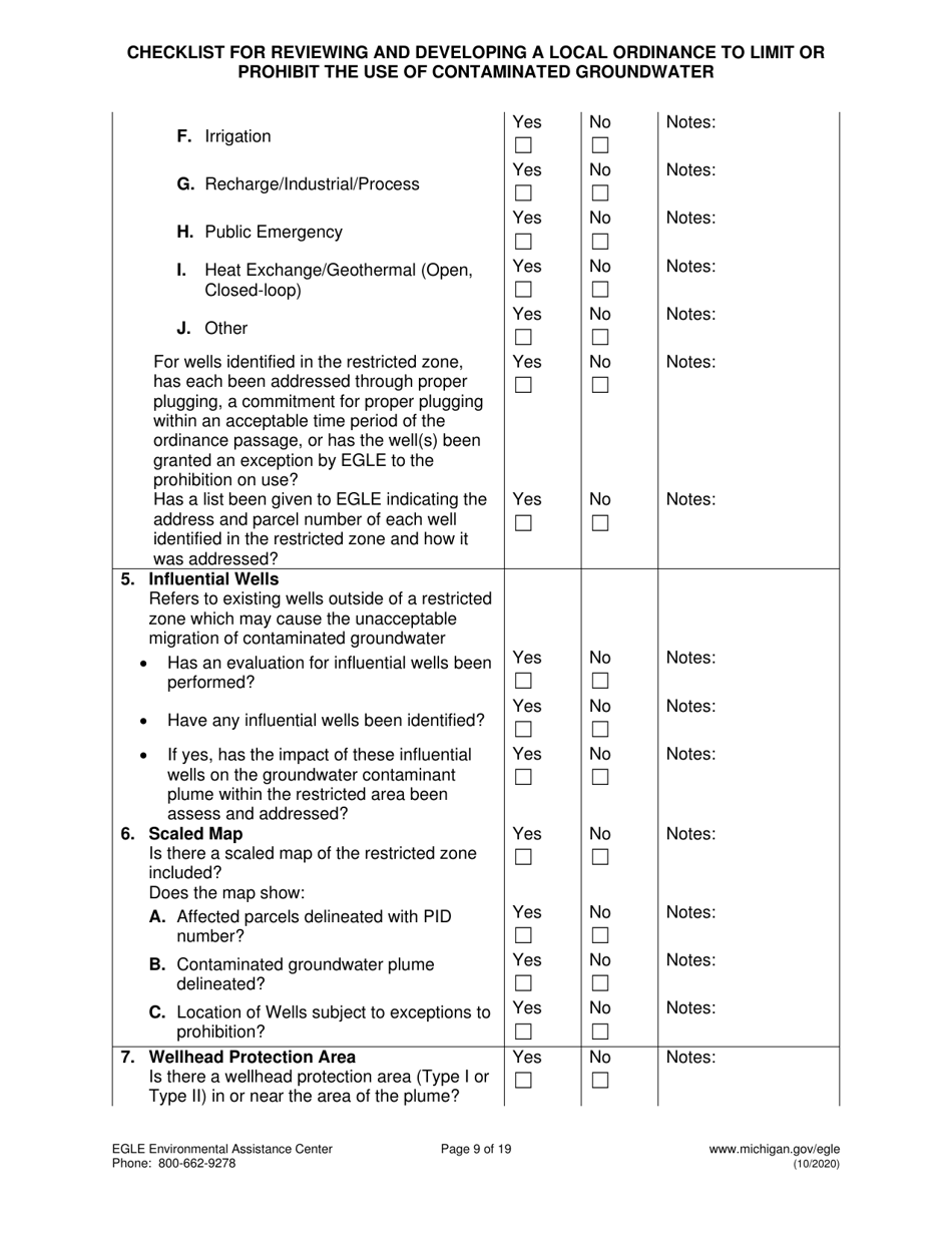 Suggested Format and Contents for Reviewing and Developing a Local Ordinance to Limit or Prohibit the Use of Contaminated Groundwater - Michigan, Page 9