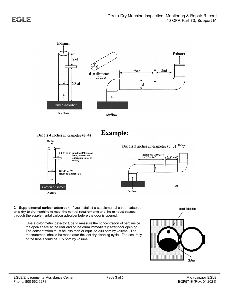 Form EQP5716 Dry-To-Dry Machine Inspection, Monitoring and Repair Record - Michigan, Page 3