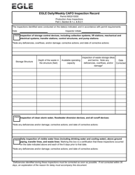 Document preview: Egle Daily/Weekly Cafo Inspection Record - Michigan