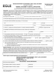 Form EQP5784 General Air Permit to Install Application - Natural Gas-Fired Burnoff Oven - Michigan