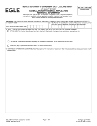 Document preview: Form EQP5729 General Permit to Install Application Additional Information - Michigan